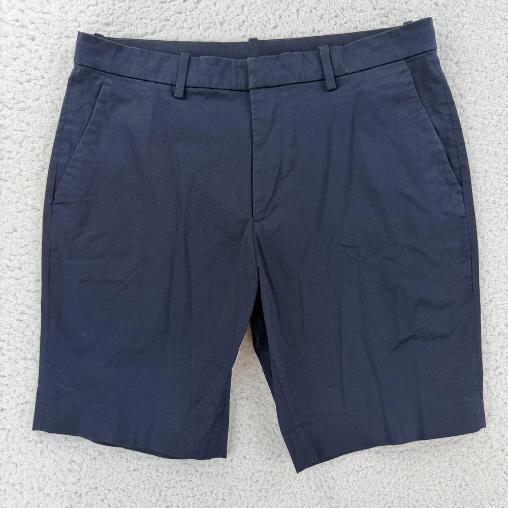 Uniqlo Shorts Mens Large Blue Chino Stretch Flat Front Stretch Casual Cotton